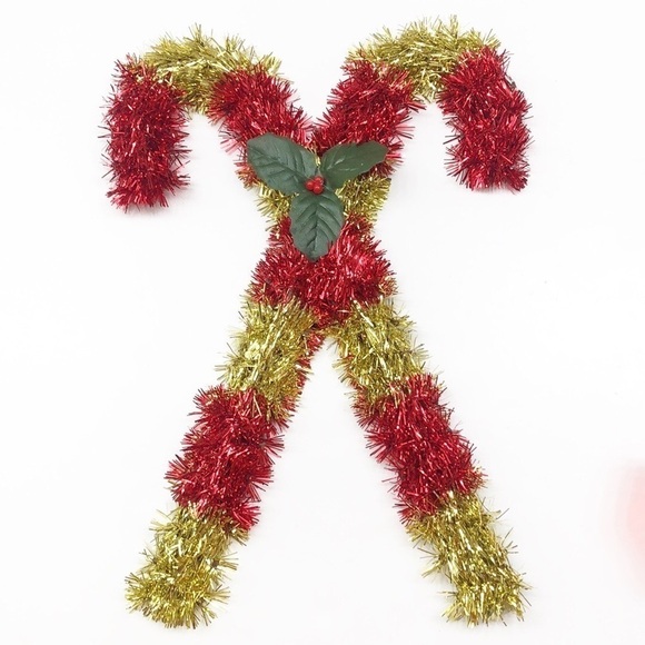 Tinsel candy cane/tinsel trees/red candy dish Christmas decorations - Picture 2 of 5